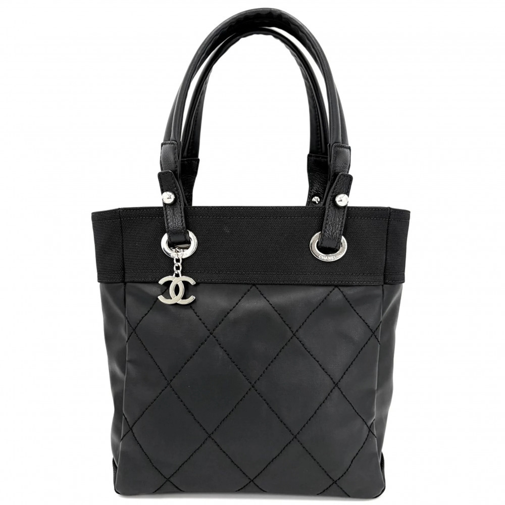 Chanel Paris Biarritz Tote PM Handbag for Women, Coco Mark, Coated Canvas Lea...